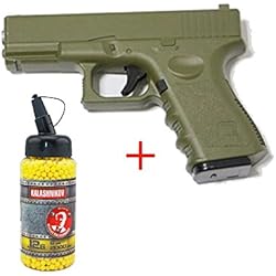 Galaxy Airsoft G.15 Type Glock 17 Culasse Métal à Ressort Couleur OD Bouteille de Billes 0.12 Offert Forces Spéciales/Swat/Cosplay/Puissance 0.5 Joule