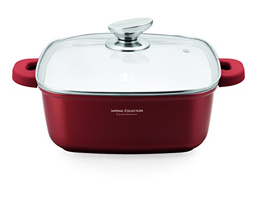 Aluguss Kochtopf Keramik Antihaft INDUKTION Bratentopf Topf Square Casserole 20 cm, 2,6 L OFENFEST : ROT