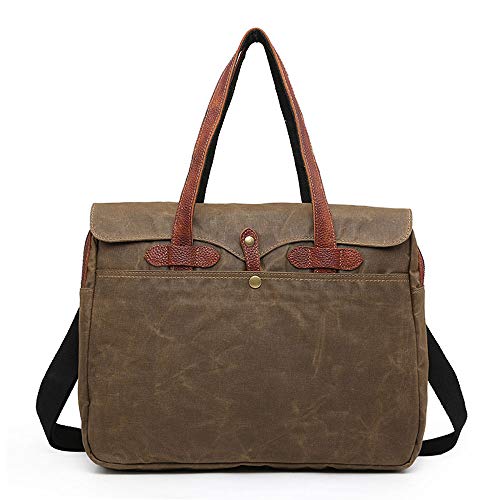 Preisvergleich Produktbild Herren Leinwand Schulter Handtasche, Freizeit Retro Wasserdicht Laptop Notebook Henkeltaschen Große Kapazität Umhängetaschen Messenger Bags,Darkbrown