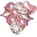 Produktbild archcom Luftballons Rose Gold mit Konfetti für Hochzeit und Party. Set mit 11 Ballons, 12 u. 18 Zoll, Latex - Folienballons