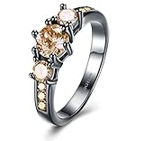 Adisaer Ring Damen Silber 925 Ringe Gold 18 K Damen 925 Sterling Silber Ringe 14K Vergoldet Schwarz Diamant Runde Kristall Gelb Größe 54 (17.2) Geburtstag Süß Ring Für Frauen