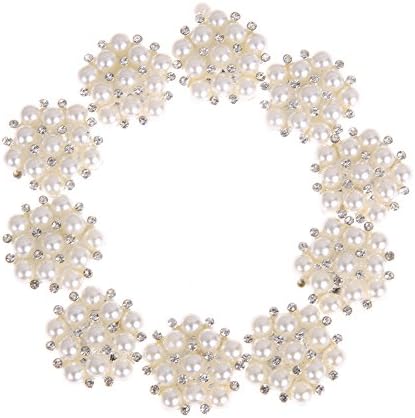 ReadiMax(TM) 10Pcs 23mm White Metal Diamond Pearl Button DIY Jewelry Hair Accessories Christmas Wedding Decoration Party Decoration