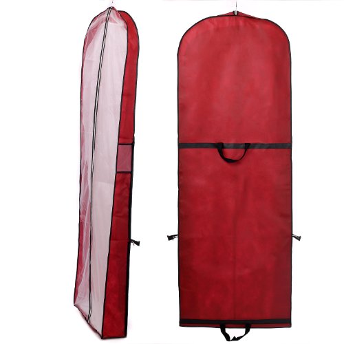 HIMRY® Transpirable Bolsa de Ropa, Aprox. 149 cm, con Cremallera de Calidad. para Vestidos de Fiesta, Trajes, Abrigos, 2 Bolsillos para Accesorios - Rojo Oscuro, KXB107 Darkred
