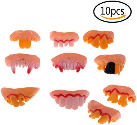 WANTING 10pcs Ugly Teeth Halloween Party Prop Costume Funny Goofy Fake Rotten Teeth Rubber Dentures, Random Type