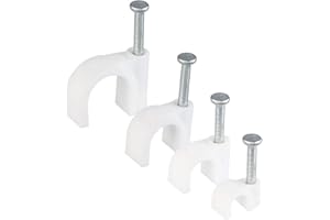 DECARETA Round Cables Clips 400 Pack White Nail Cable 4 mm 6 mm 8 mm 10 mm Cable Nail Clips for Organizing Electric Wires Christmas Light Cabling Application (White)