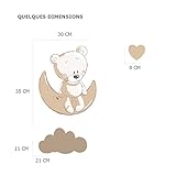JUJU & COMPAGNIE – Teddy Moon in Beige – Kinderzimmer Wandaufkleber – Teddy der Bär Auf dem Mond – Ideal fur Babyzimmer die 3 Teddy’s - 4
