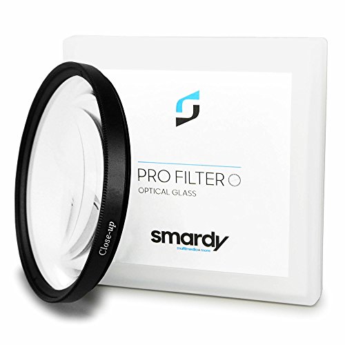 smardy 58mm Close Up Macro Filtro +2 dioptrías Lente de Cristal Lupa de aproximación - Ideal para Primeros Planos y macrofotografía de pequeños Objetos - Incluye práctica Caja de Transporte