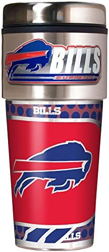 Great American Products NFL Buffalo Bills Metallic Travel Tumbler, Stainless Steel and Black Vinyl, 16-Ounce