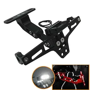 Gear Up CNC Adjustable LED Tail Tidy with Number Plate Holder with LED for Yamaha R15 V3 (Black)