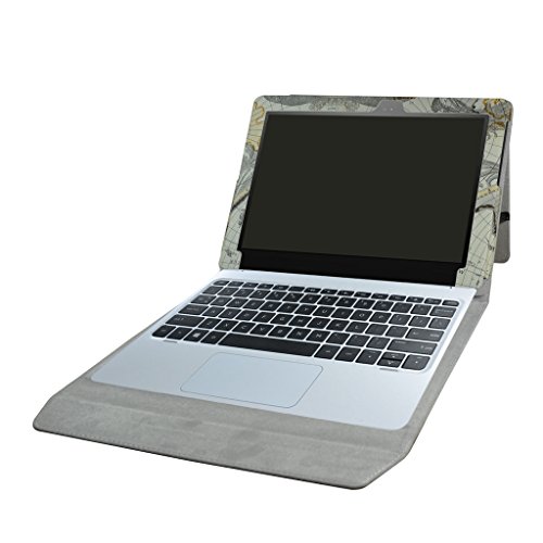 HP Elite x2 1012 G1 Hülle,Mama Mouth 2-in-1 Abnehmbare PU-lederne Case hülle mit Standfunktion für 12″ HP Elite x2 1012 G1 Windows 10 Tablet,Landkarte - 3