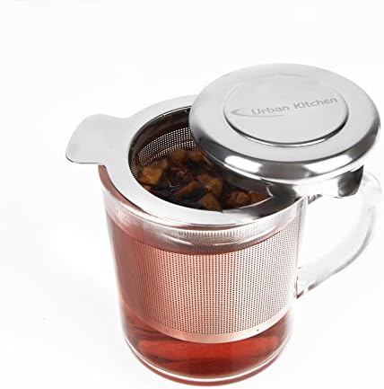 Premium Tea Infuser &amp; Strainer with Lid and Double Handles - Stainless Steel - Single Cup - Perfect Strainer for Loose Leaf Tea by Urban Kitchen