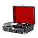 Produktbild MUSITREND Plattenspieler Schallplattenspieler Turntable Riemengetriebener Tragarer Stereo mit 3 Geschwindigkeiten Eingebauten 2 Lautsprechern Unterstützt RCA Ausgang Tragegriff Retro Design - Schwarz