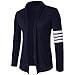 Produktbild Strickjacke Trenchcoat VENMO Männer Slim Fit Mantel Langarm Streetwear Gestreifte Bluse Tops Kapuze Strickjacke Mantel Windbeaker Jacke Top Cardigan Pullover Cardigan mit Kapuze Mantel (M, Navy)