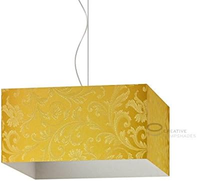 Parallelepiped Lampshade with Golden Yellow Damascus covering