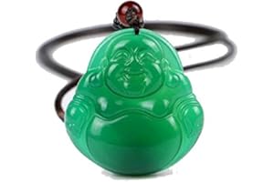 YIGEDAN Green Jade Buddha pendente collana di corda