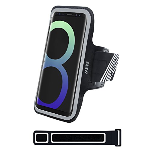 EOTW Brazalete Deportivo Para Samsung Galaxy S8 con Extensor Correa Banda para el brazo Brazalete Correr con bolsillo para llaves auriculares tarjetas y tel  fono para running corriendo Ejercicio Negro