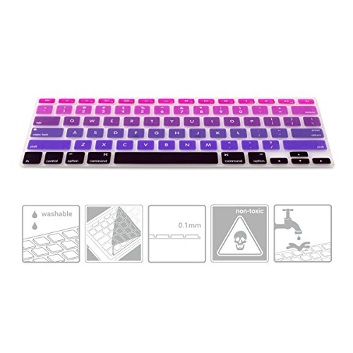kwmobile Robuster, hauchdünner Tastaturschutz QWERTY (US) aus Silikon für Apple MacBook Air 13“/ Pro Retina 13“/ 15“ in Pink Violett – effektiver Schutz vor Verschmutzung und Abnutzung - 3