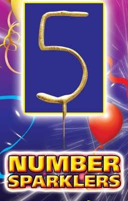 7"" Sparkler Number 5 Cake Candle