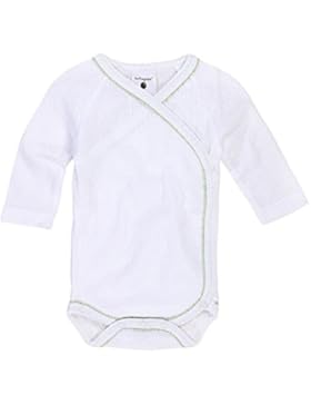 Wunderschöner Baby Wickel-Body aus 100% Biobaumwolle, V-Ajour Musterung und grünes Zierband, von luftagoon