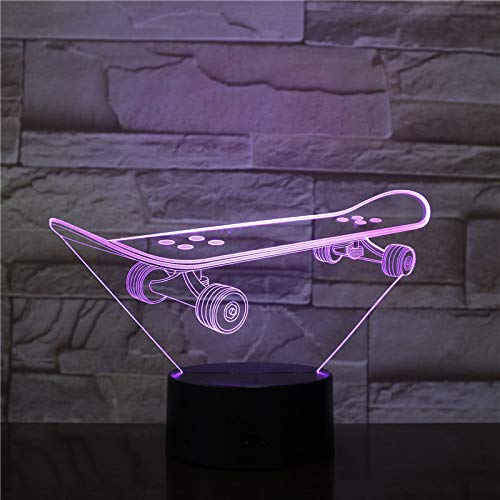 Preisvergleich Produktbild Skateboard 3D led nachtlichter Romantisches Schlafzimmer Schreibtisch lampen Liebhaber Paar Geschenke Kinder Schlaf Lichter 2 kein Controller