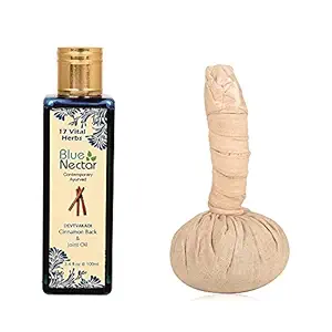 Blue Nectar Ayurvedic Pain Relief Products Combo for Body, Back, Knee, Joint and Legs Massage | Pain Relief Oil (100ml) & Ayurvedic Herbal Pain Relief Potli Compress with Neem & Turmeric (175 gm)
