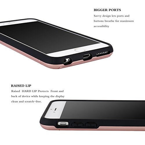iPhone 6/6s Case, L-JUWA [Card Slot Holder][KickStand] Shockproof Slim Fit Dual Layer Hybrid Protection Case Cover for Apple iPhone 6/6s (Rose Gold)