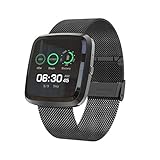 VRTUR Fitness Armband mit Pulsmesser, Fitness Tracker Uhr Wasserdicht Blutdruckmesser Schrittzähler Uhr Stoppuhr Sport für Kinder Damen Männer (,Schwarz)