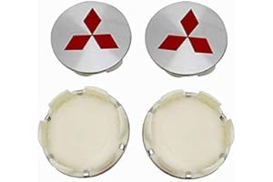 LOOFSAF 4 Pièces Cache-Moyeu pour Mitsubishi ASX Ralliart Outlander Lancer Pajero Eclipse Galant 58mm, Capuchons de Centre Jante avec Badge, Voiture Enjoliveurs de Roué D'emblème Accessoires