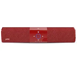 Pebble Encore - Premium Bluetooth Soundbar with Bass Radiators (Inbuilt Microphone/USB/SD Card Reader/AUX in) (Red)