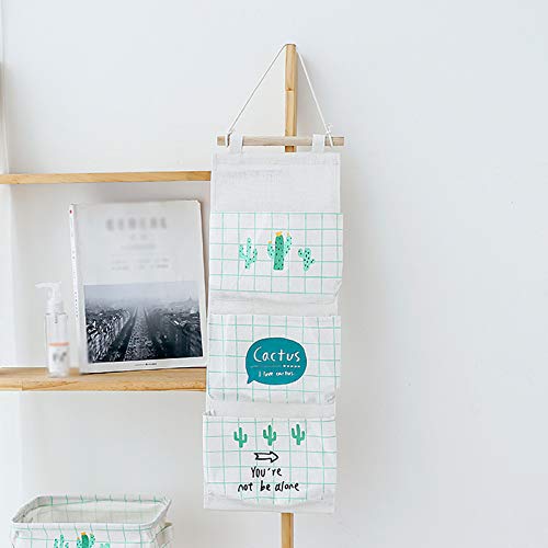 Viyo-Mignon-Cactus-Modle-Suspendus-Panier-Lin-Pochette-de-Rangement-Sac-Organisateur-avec-3-Petites-Poches-pour-la-Dcoration-de-la-Chambre-Salon