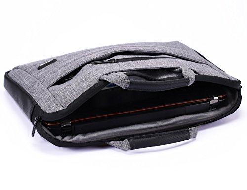 J-Bonest 15,6 Zoll Tragbar Laptop Tasche mit Schultergurt, Tragender Schulter-Beutel Hülle Tasche Aktentasche für Laptops / MacBook / Notebook (Grey) - 9