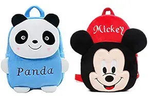 Blue Tree Kids School Bag Soft Plush Backpack Combo Cartoon Bags Mini Travel Bag for for Girls Boys Toddler Baby (Pack of 2)