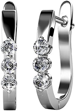 YOURDORAWomen Austrian Crystals Hoop Earrings Horseshoe Medium Creole 18 mm