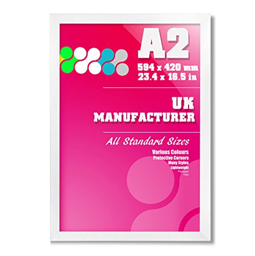 A2 Size 4CM Thick FLAT Shape Picture Photo Poster Frame Multi Colours Available - A 4EVERLESS (WHITE)