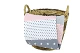 BEBILINO ® Patchwork Babydecke Kinderwagendecke und Baby Kuscheldecke 70x100 cm ROSA GRAU
