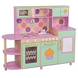 Schränke, Mikrowelle und Ofen lassen sich öffnen; drehbare Knöpfe; Wasserhahn mit herausnehmbarem Spülbecken, geräumige Ablagefächer