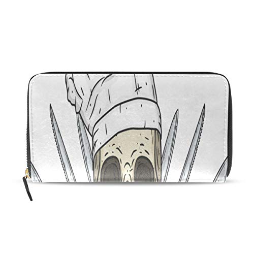 Preisvergleich Produktbild Cartoon Schädel Toque Messer Lange Pass Kupplung Geldbörsen Reißverschluss Brieftasche Fall Handtasche Geld Veranstalter Tasche Kreditkarteninhaber Für Dame Frauen Mädchen Männer Reise Geschenk
