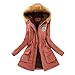 Produktbild Elecenty Damen Wintermantel Winterjacke Reißverschluss Übergröße Outwear Baumwollkleidung Parkajacke Mantel Jacke Reißverschluss Oberbekleidung Trenchcoat mit Pelz Halsband (L, Rosa 2)