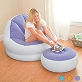 Inflatable Deluxe Lounge Lounger 1 Person Chair With Ottoman Foot Stool Rest- Pouffe - Seat Relaxer Single Couch ()