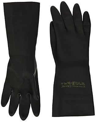 Ansell Extra 87-950 Gants en latex de caoutchouc naturel, protection contre les produits chimiques et les liquides, Noir, Taille 6.5-7 (Sachet de 1 paire)
