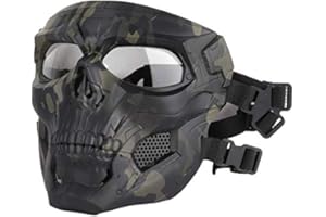 Koyheng Masques Tactiques de crâne d'airsoft, Plein Visage, Masque de Luxe de Luxe Protection des Yeux pour Halloween Pistolet Paintball Pirates Patriots Jeu CS