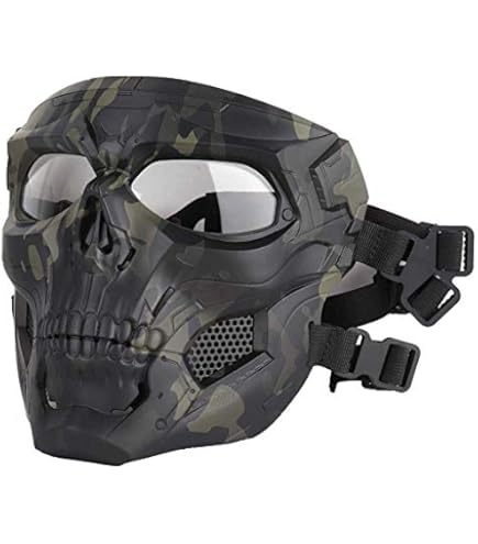 Halbgesichtige Samurai-Maske Oni Mempo Japanischer Ronin-Dämon NOH für Airsoft Paintball BB Gun Motorrad Gold Joker KKD KK33