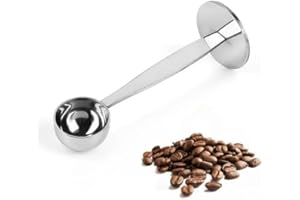 Dzxin Tasseur Café, Cuillère à café 2-en-1 avec Tamper à Espresso, Multifonctionnel Cuillère à Doser pour Mesurer et Tasser Le Café Moulu Grain de Café