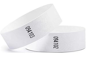Europaband 1000 pulseras tyvek para identificación de eventos y fiestas – resistentes a las roturas e impermeables (blanco)