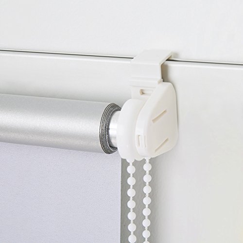 Kinlo Klemmrollo Thermo Rollo blickdicht Rollos Verdunkelungsrollo mit Klemmträgern für Fenster ohne Bohren ( 100 *230 cm weiss) - 3