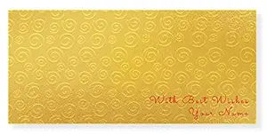 Brown Cloud Customised Golden Metallic Paper Embossed/Debossed Shagun/Money/Gift Envelope/Cover/Lifafa for Gift/Festival with Personalized Text Message/Name (Gold Emb 001) (Pack of 50)