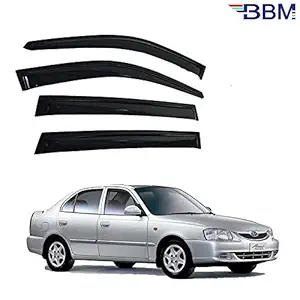 BBM Door Visor for Car Rain Wind Visor Side Window Front and Back Deflector Unbreakable Heavy Quality Compatible with Hyundai Accent [Set of 4] - Year 2007 2008 2009 2010 2011 2012 2013