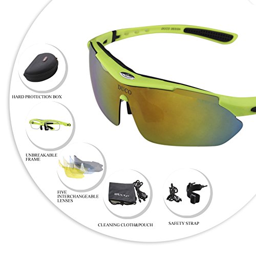 Duco Radsportbrille Outdoor Sonnenbrille für Sportler polarisierte 5 austauschbare Gläser UV400 SP0868 - 3