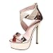 Produktbild High Heels Damen Sandalen Slip Plattform Spitzschuh Hohen Hacken Super High Spike Ferse Plateauschuhe Sexy Absatzschuhe Schnalle Stiletto Stilett Schuhe (Gold,37 EU)
