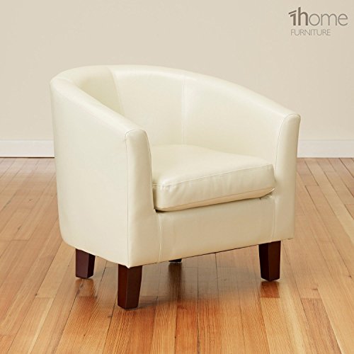 1home Bonded Leather Tub Chair Armchair for Dining Living Room Office Reception (Ivory)